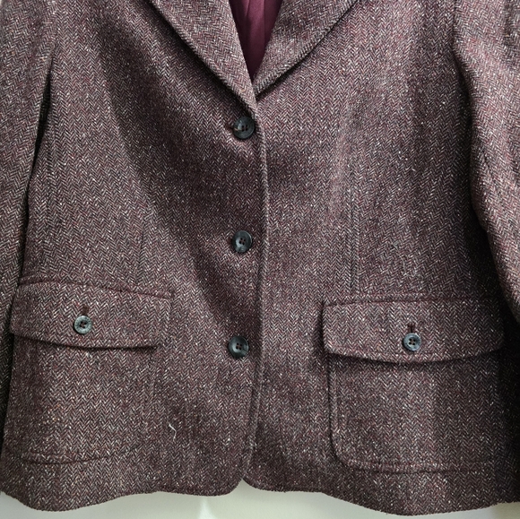 L.L. Bean's Womens Brown Tweed Wool Blend Blazer size LP - Picture 4 of 14